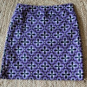 Ann Taylor Purple and Black Patterned A-Line Skirt
